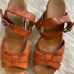 Clarks Leather Clog Sandals